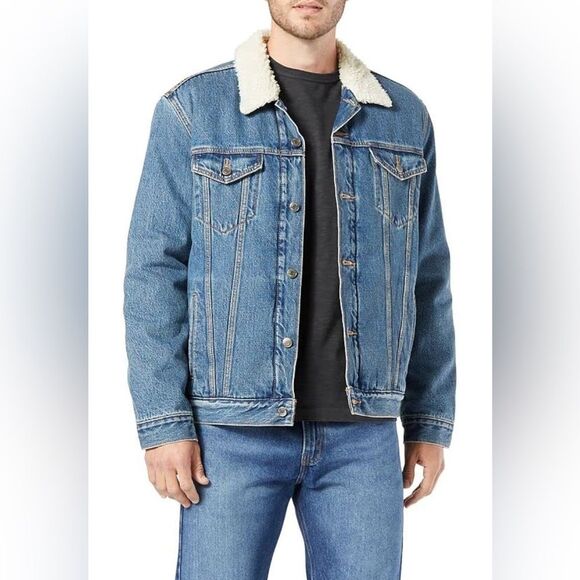 Levi’s Signature Trucker Sherpa lined denim jacket SZ L - Picture 7 of 16